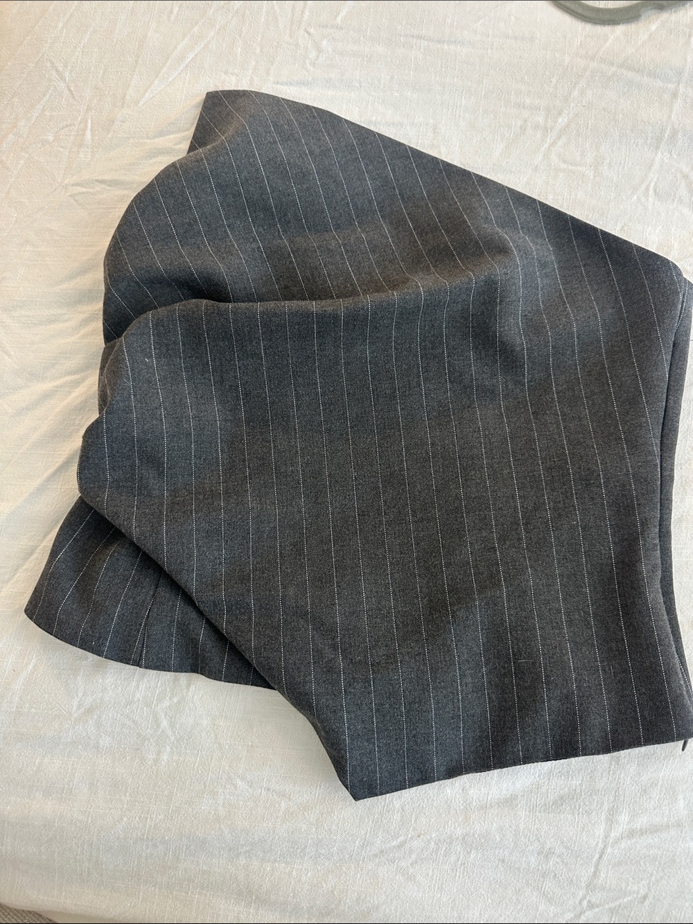 Zara Classic Pinstripe asymmetrical  top— Charcoal Gray